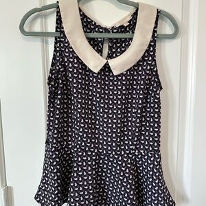 Monteau Bunny Flower Pattern sleeveless Peplum Blouse